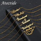 Atoztide Name Necklace Crown Heart Link Choker Pendant Jewelry Gift