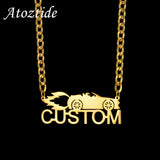 Personalized Name Necklace 5mm NK Chain Car Pendant Stainless Steel Women Choker