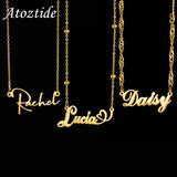 Custom Name Necklace for Women, Wave Chain