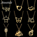 Dinosaur Name Necklace for Women, Stainless Steel Pendant