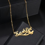 Personalized Name Necklace for Women Stainless Steel Butterfly Pendant