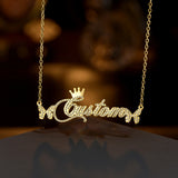 Custom Butterfly Name Necklace Stainless Steel Zircon Birthday Gift