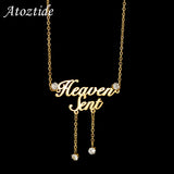Atoztide Personalized Zircon Necklace - Stainless Steel Pendant