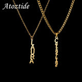 Personalized Vertical Name Necklace Stainless Steel Pendant