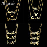 Atoztide 3 Layer Personalized Names Pendant Necklace for Men Women