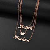 Atoztide 3 Layer Personalized Names Pendant Necklace for Men Women