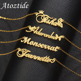 Personalized Name Necklace Stainless Steel Heart Butterfly Choker Pendant
