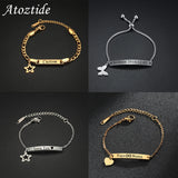 Personalized Engrave Baby Name Heart Bracelet Stainless Steel Women Kid Gift