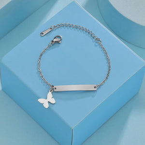 Personalized Engrave Baby Name Heart Bracelet Stainless Steel Women Kid Gift