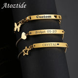 Personalized Engrave Baby Name Heart Bracelet Stainless Steel Women Kid Gift