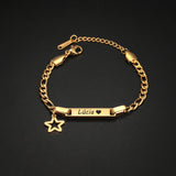 Personalized Engrave Baby Name Heart Bracelet Stainless Steel Women Kid Gift
