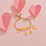 Personalized Engrave Baby Name Heart Bracelet Stainless Steel Women Kid Gift