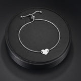 Personalized Engrave Heart Name Date Bracelet Stainless Steel Chain Bangle