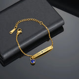 Customized Engrave Name Date Birthstone Bar Bracelet for Women