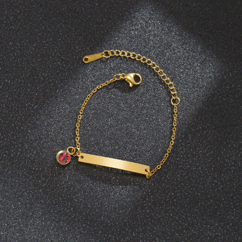 Customized Engrave Name Date Birthstone Bar Bracelet for Women