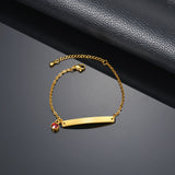 Customized Engrave Name Date Birthstone Bar Bracelet for Women