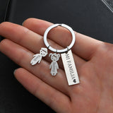 Custom Engrave Name Date Square Keychain