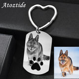 Personalized Engrave Pet Claw Keychain Stainless Steel Dog Tag Keyring