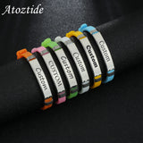 Custom Engraved Name Date Bracelet Stainless Steel Women Kids Gift