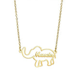 Atoztide Personalized Elephant Necklace Stainless Steel Name Pendant