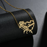 Custom Heart Name Necklace Stainless Steel Romantic Rose Pendant