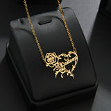 Custom Heart Name Necklace Stainless Steel Romantic Rose Pendant