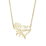 Custom Heart Name Necklace Stainless Steel Romantic Rose Pendant