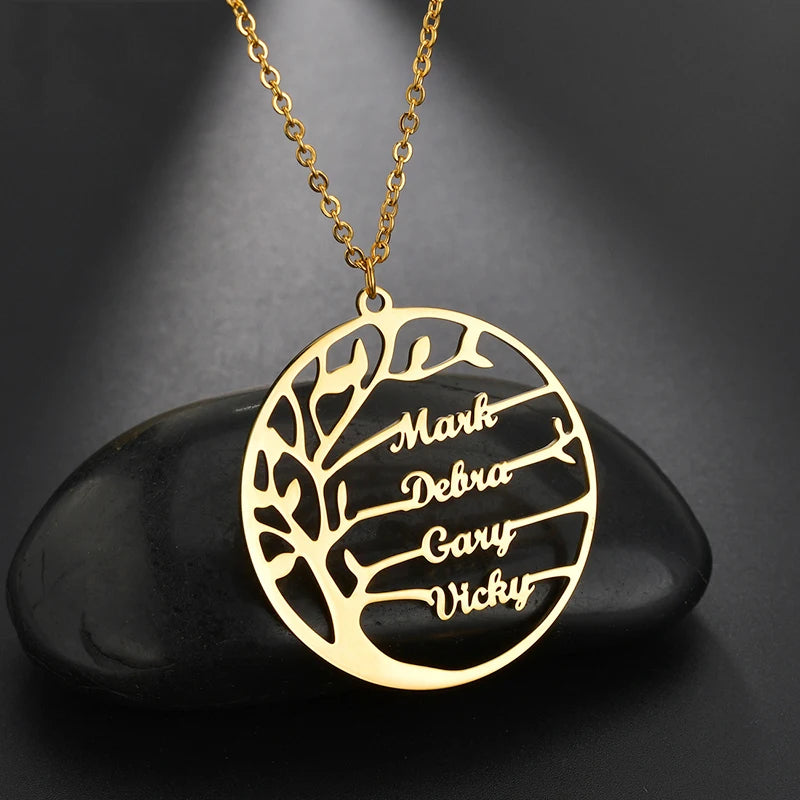 Personalized Life Tree Name Necklace Birthstone Family Trees for Women