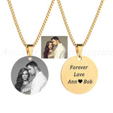 Atoztide Personalized Round Engrave Name Necklace Stainless Steel