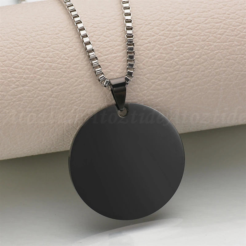 Atoztide Personalized Round Engrave Name Necklace Stainless Steel