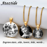 Atoztide Personalized Round Engrave Name Necklace Stainless Steel