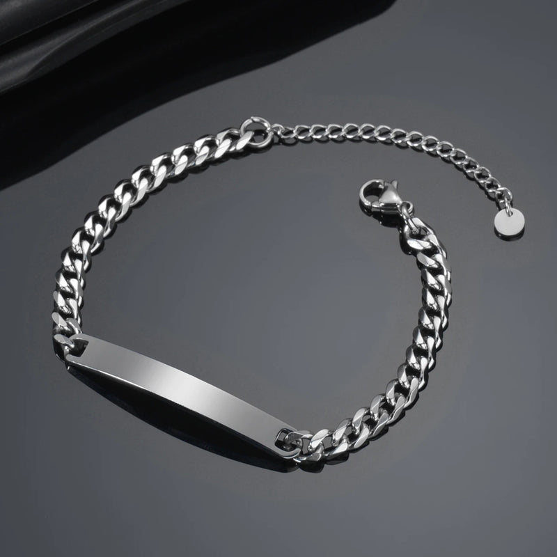 Atoztide Punk Custom Engraved Bracelet Stainless Steel Men Women