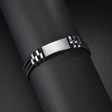Custom Engrave Name Date Bracelet Stainless Steel - Punk Style
