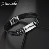 Custom Engrave Name Date Bracelet Stainless Steel - Punk Style