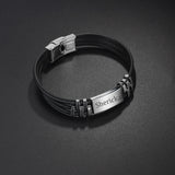 Custom Engrave Name Date Bracelet Stainless Steel - Punk Style