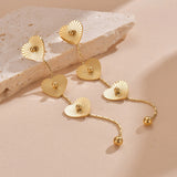 Heart Flower Drop Earrings Stainless Steel Round Bead Stud Earring