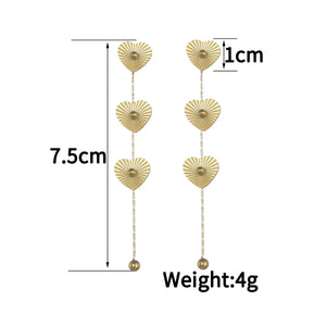 Heart Flower Drop Earrings Stainless Steel Round Bead Stud Earring