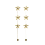 Heart Flower Drop Earrings Stainless Steel Round Bead Stud Earring