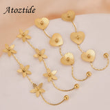 Heart Flower Drop Earrings Stainless Steel Round Bead Stud Earring
