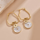 Heart Flower Drop Earrings Stainless Steel Round Bead Stud Earring