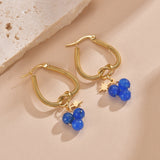 Heart Flower Drop Earrings Stainless Steel Round Bead Stud Earring