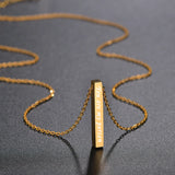 Engraved Stainless Steel Bar Necklace Personalized Women's Name Date