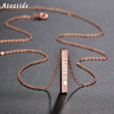 Engraved Stainless Steel Bar Necklace Personalized Women's Name Date