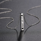 Engraved Stainless Steel Bar Necklace Personalized Women's Name Date