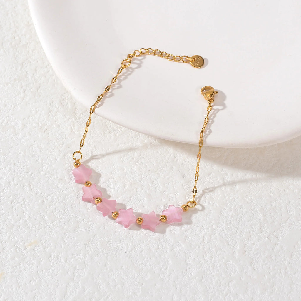 Colorful Beaded Chain Star Bracelet for Women Girls