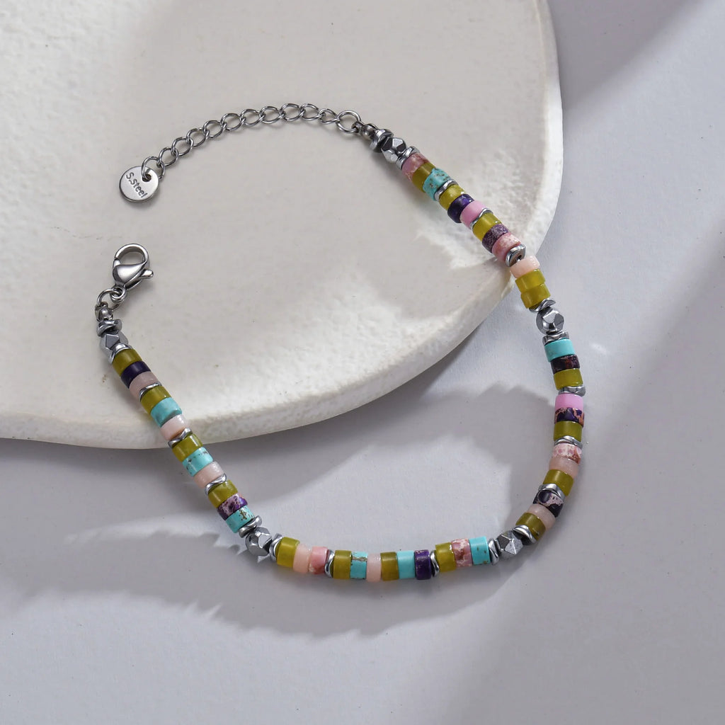 Colorful Beaded Chain Star Bracelet for Women Girls