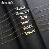 Atoztide Stainless Steel Zodiac Sign Necklace 12 Constellations Pendant