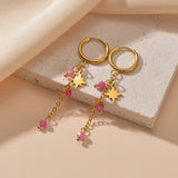 Beaded Star Drop Earrings Stainless Steel Irregular Stud Earrings