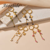 Beaded Star Drop Earrings Stainless Steel Irregular Stud Earrings