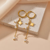 Beaded Star Drop Earrings Stainless Steel Irregular Stud Earrings